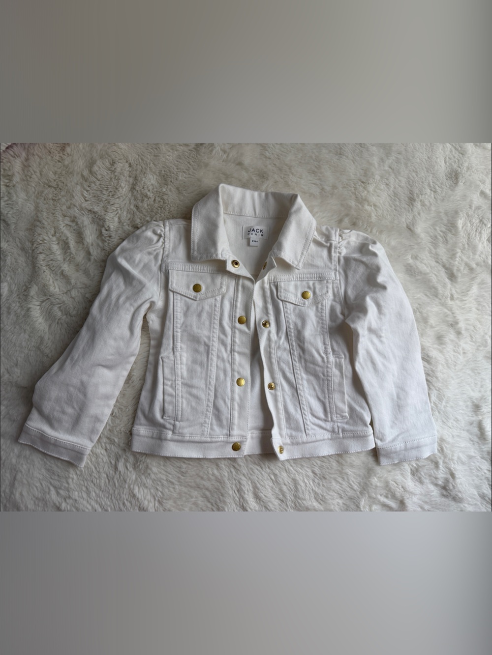 Janie and Jack White Denim Jacket with Gold-Tone Buttons